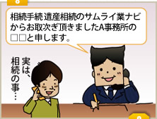 ８「ESPからお取次ぎ頂きましたA事務所の□□と申します。」「実は、相続の事・・・」